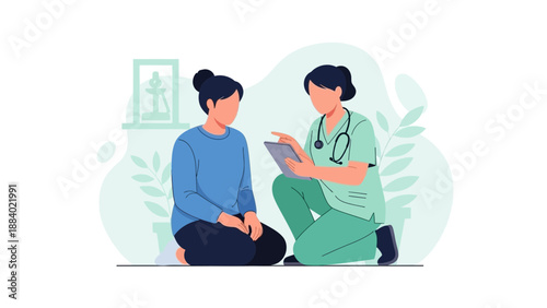 Doctor consulting patient, medical appointment, healthcare illustration