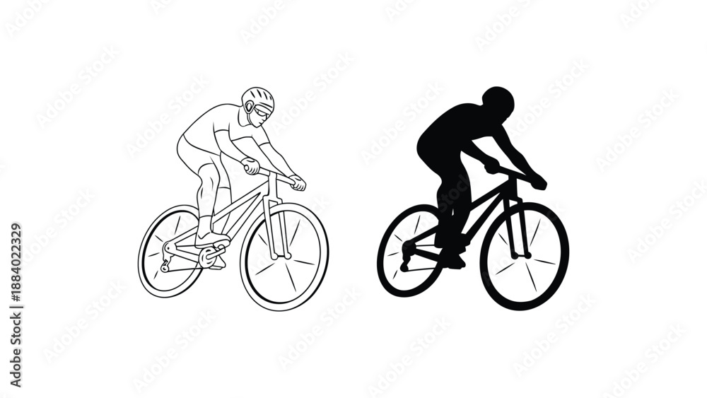 Obraz premium Three cyclists riding bicycles in different colors and styles