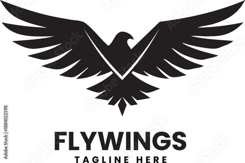 Black Eagle Wings Logo Tattoo And Freedom Symbo Vector Icon