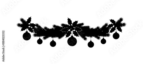 Christmas Garland with Holly and Baubles