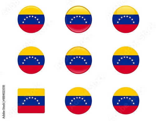 Free Download Nine Venezuela flags in round, oval, and square shapes isolated on white background - GFXLoad