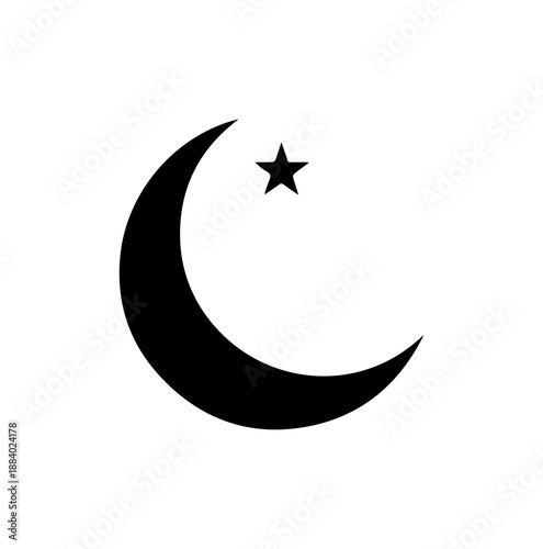 Symbolic Crescent Moon and Star Design