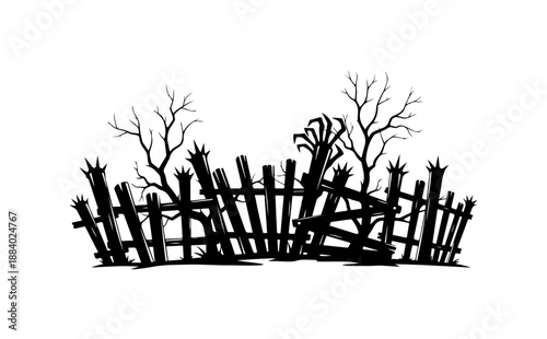 Haunted Fence with Bare Trees