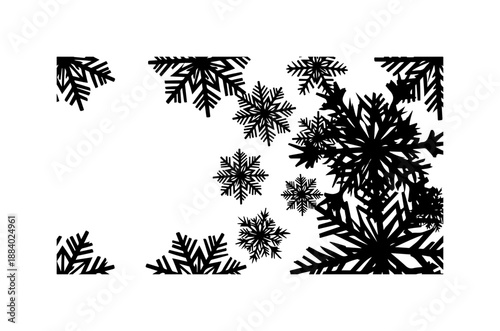 Winter Snowflakes and Pine Branches Collection