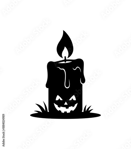 Halloween Candle with Jack-o'-Lantern Face