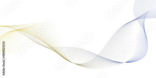White background with geographic wave line, golden or blue line art image that curves and flows across a clean white backdrop, seamless glass futuristic architecture with circular lighting.