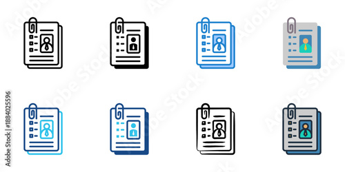 Resume icons set multiple style collection. Editable stroke 
