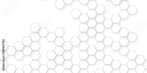 abstract geometric hexagonal honeycomb shape texture background 3d concept, white hexagonal shapes varying in size and depth, minimalist white abstract hexagonal geometric background design.