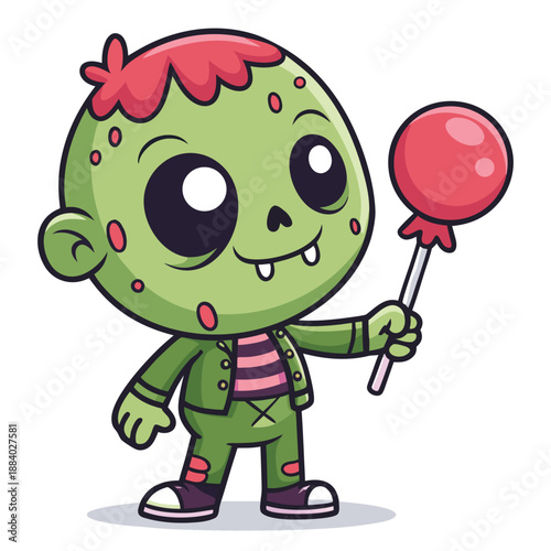 Cute Zombie Red Slime Lollipop Illust