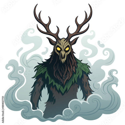 Forest Wendigo Antler Spirit Character Ill