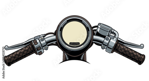 Vintage Motorcycle Handlebars Illustration