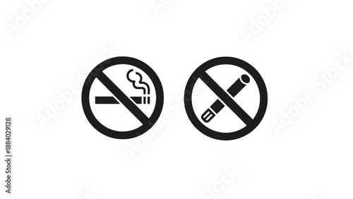 No smoking signs with cigarette and e-cigarette icons on white background