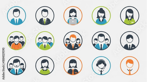 Collection of diverse user profile icons in a grid layout.