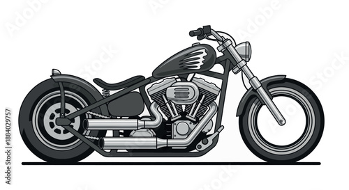 Custom Chopper Motorcycle Vector Illustration