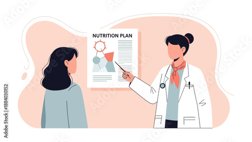 Doctor Explains Nutrition Plan to Patient, Healthy Lifestyle Concept