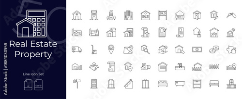 Real Estate Property Line Editable Icons set