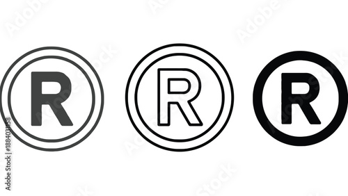 A set of registered trademark symbols in different design styles