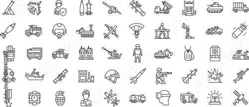 Set of outline icons. Linear icon collection. Editable stroke. Vector illustration