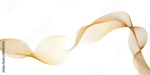 Fluid lines flow and interweave, white background with a gold wavy line pattern, abstract design features flowing, golden waves against a crisp white background.