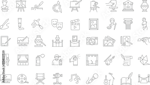Set of outline icons. Linear icon collection. Editable stroke. Vector illustration