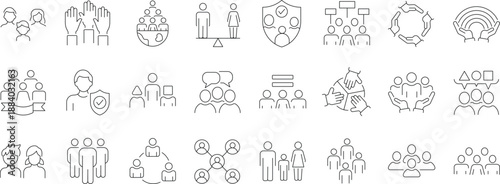 Set of outline icons. Linear icon collection. Editable stroke. Vector illustration