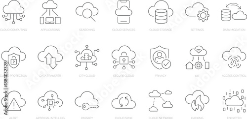 Set of outline icons. Linear icon collection. Editable stroke. Vector illustration