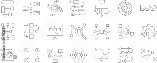 Set of outline icons. Linear icon collection. Editable stroke. Vector illustration
