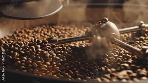 Coffee Beans Roasting in Industrial Machine, Aroma, Energy, Freshness