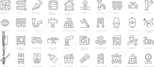 Set of outline icons. Linear icon collection. Editable stroke. Vector illustration