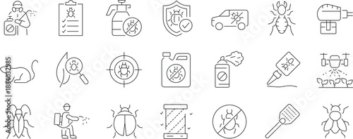 Set of outline icons. Linear icon collection. Editable stroke. Vector illustration