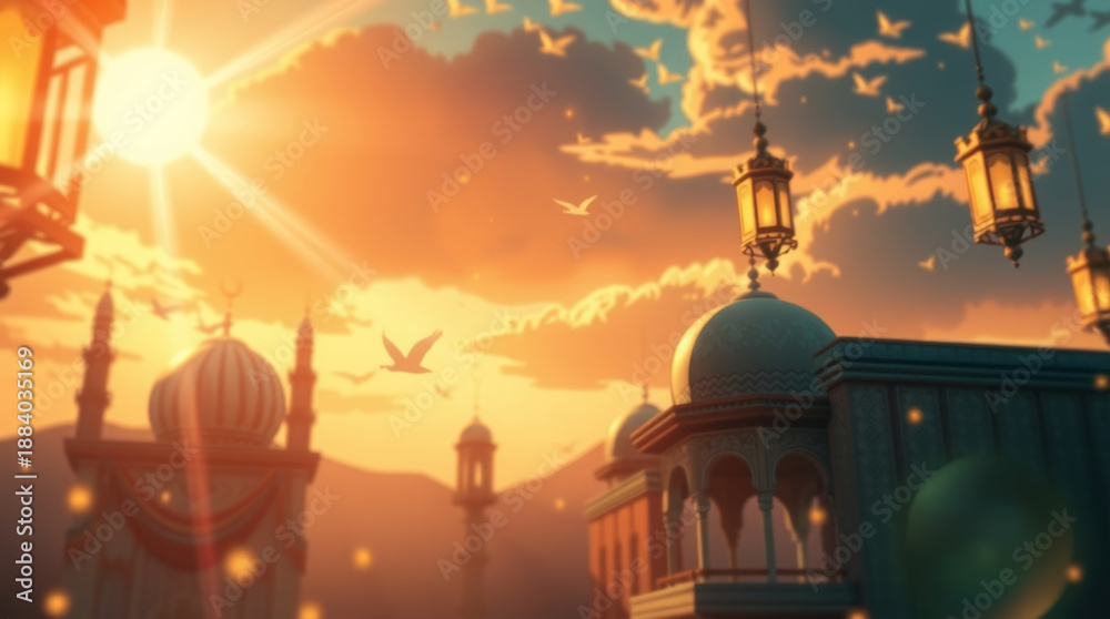 Obraz premium Radiance of Ramadan Under the Crescent Moon