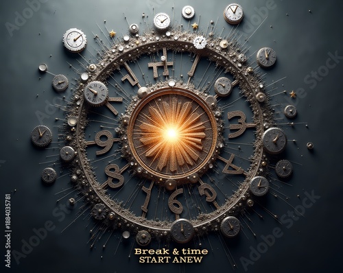 Time and Clock Concept Image with Golden Light and Numbers