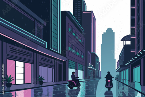 Neon Cyber City Night Commute