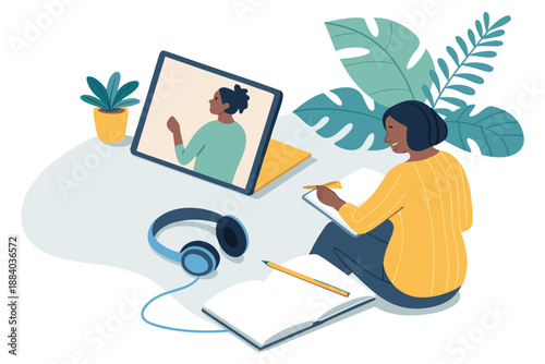 Online Class Study Home Illustrat