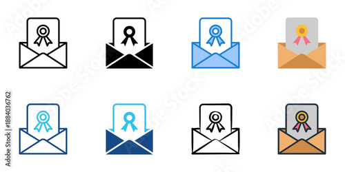 Offer letter icons set multiple style collection. Editable stroke 
