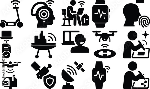Smart Devices - Black And White Vector Silhouette Set