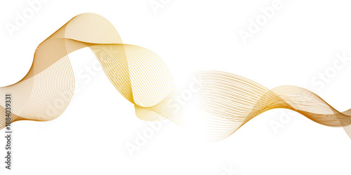 Abstract vector wavy lines flowing smooth curve gold gradient color,  golden wave flowing dynamic design element perfect for background, flowing particles future technology concept abstract gradient .