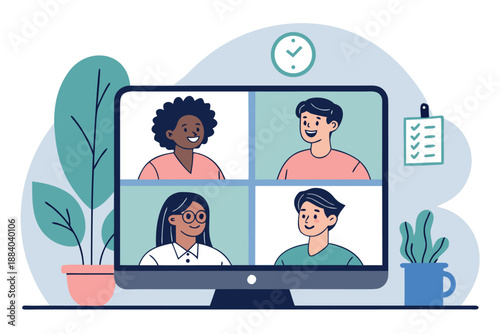 Remote Team Video Call Friendly Grid