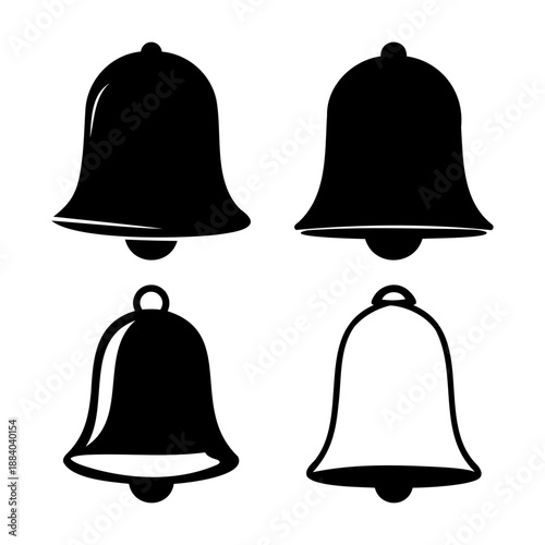 Versatile collection of black and white notification bell icons for digital alerts and reminders