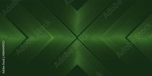 Futuristic green arrow pattern with glowing lines on a dark background, creating a sense of motion and direction.
