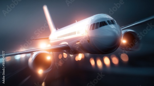 Airplane night flight