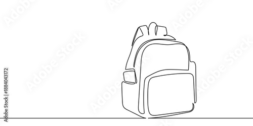 The continuous artistic lines of the school bag. One line drawing. Editable stroke.