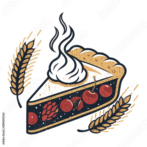 Old Fashioned Pie Slice Emblem Vintage Emblem Foo