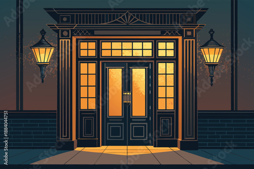 Speakeasy Bar Doorway Warm Glow