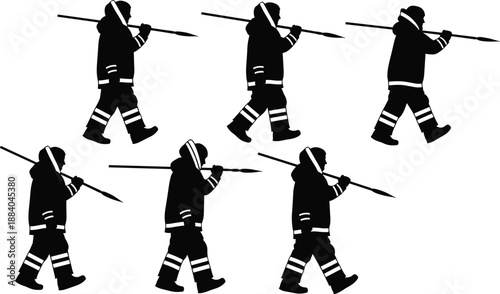 Large Set of Black Traveler Silhouettes with Backpacks Suitcases and Luggage Walking and Commuting for Summer Vacation Tourism and Global Adventure Travel Vector Illustration