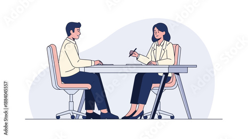 Job Interview Meeting - Candidate and Recruiter Discussing Career in Office