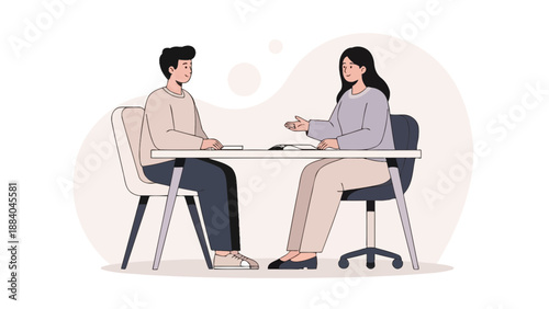 Job Interview Meeting - Applicant and Recruiter Discussing Career Opportunities