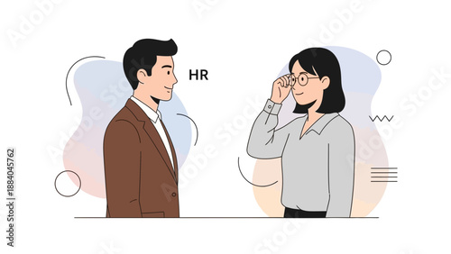 HR Professional Interviewing Candidate Modern Flat Illustration