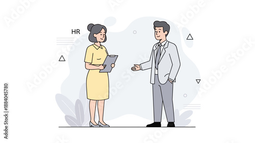 HR Professional Interviewing Candidate with Clipboard - Business Meeting