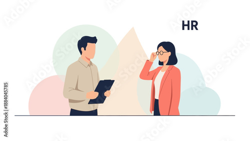 HR professional interviewing candidate, human resources, job interview, recruitment, career, professional meeting